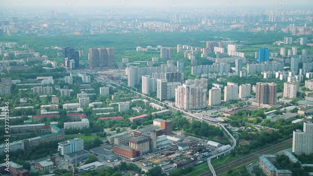 Panorama of Moscow. View from Ostankino tower. Penning shot. Panorama of Moscow. View from Ostankino tower. Penning shot.