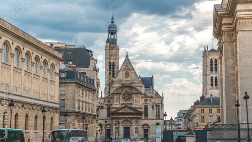 Church of Saint-Etienne-du-Mont timelapse in Paris near Pantheon.