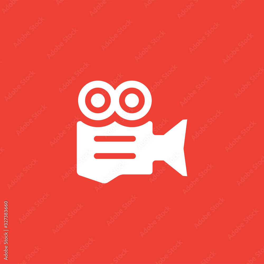 Film Camera Icon On Red Background. Red Flat Style Vector Illustration Film Camera Icon On Red Background. Red Flat Style Vector Illustration