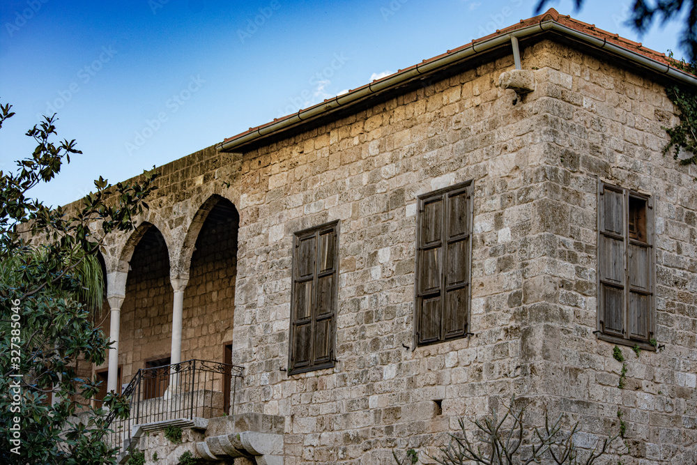 Historic abandoned stone house in the Lebanese town of Byblos