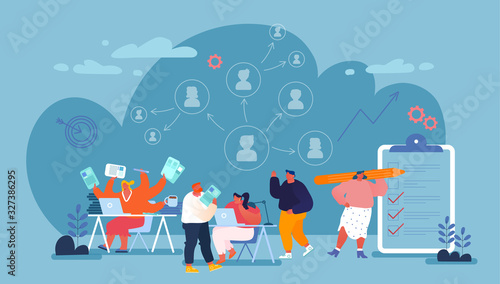 Delegation of Authority and Charges Concept. Office People Share Work, Create Structure of Professional Management. Overload Business Woman Delegate Tasks to Employees Cartoon Flat Vector Illustration