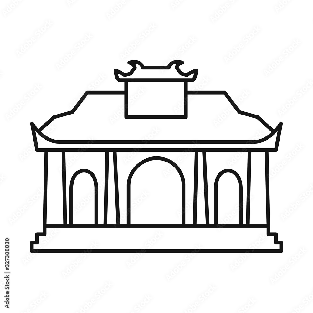 Isolated object of temple and hanoi icon. Set of temple and vietnamese stock symbol for web.