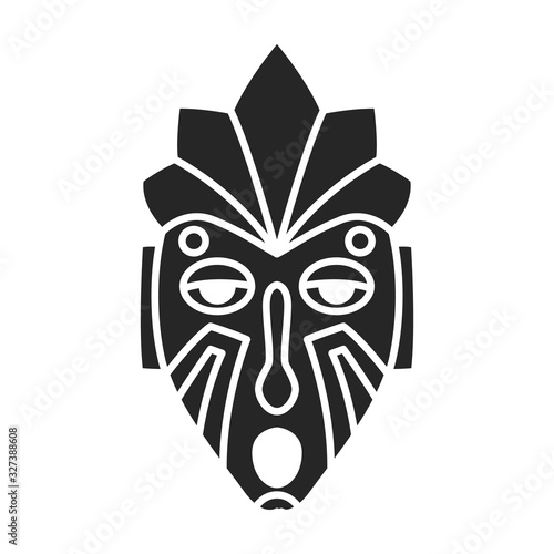 African mask vector icon.Black vector icon isolated on white background african mask.
