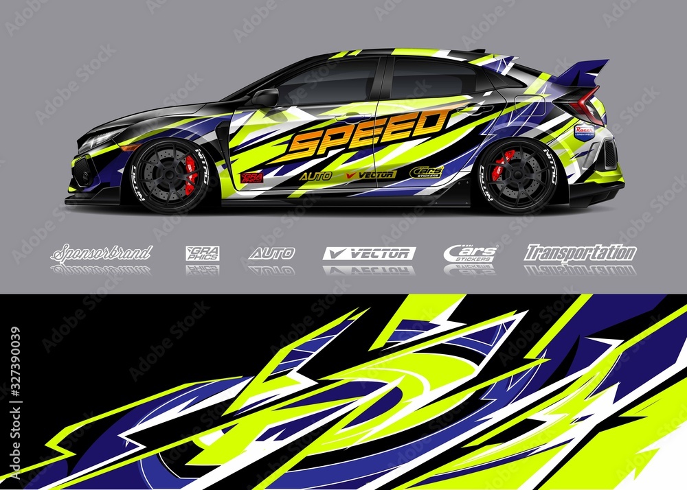 Sport car racing wrap design. vector design.