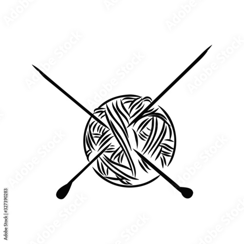vector illustration of a knitting needles and yarn