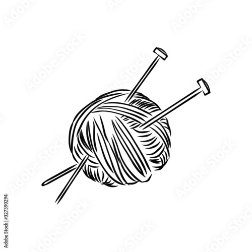 illustration of knitting needles and yarn