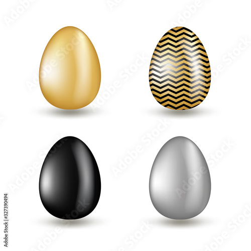 Gold Eggs Collection with Black Geometric Pattern