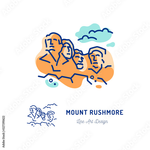 Mount Rushmore National Memorial travel icon. Mount Rushmore thin line art colorful icons. Vector flat illustration