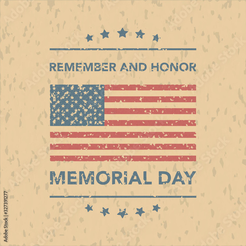 memorial day celebration grunge usa flag vector