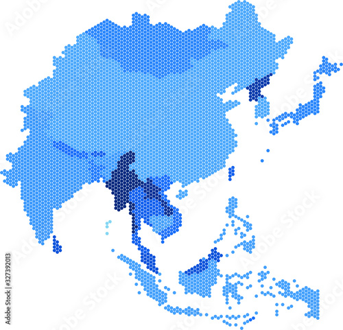 Circle Geometry East Asia map.All elements are separated in editable countries. Vector illustration EPS10.