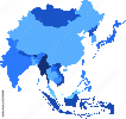 Square Geometry East Asia map.All elements are separated in editable countries. Vector illustration EPS10.