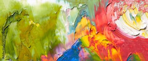 Obraz na płótnie Abstract acrylic and watercolor smear blot painting. Saturated Color horizontal texture background.