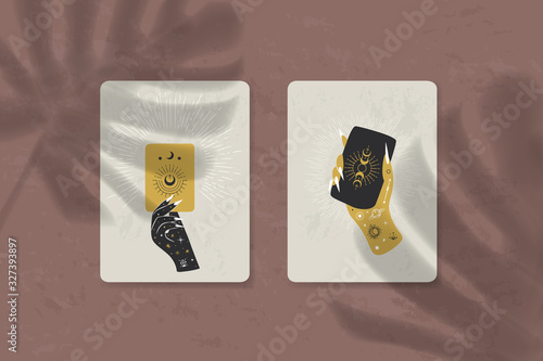 Vintage retro engraving style magic hand silhouette line. spiritualistic session, witch's palm, cult of space and magic. Vector graphics