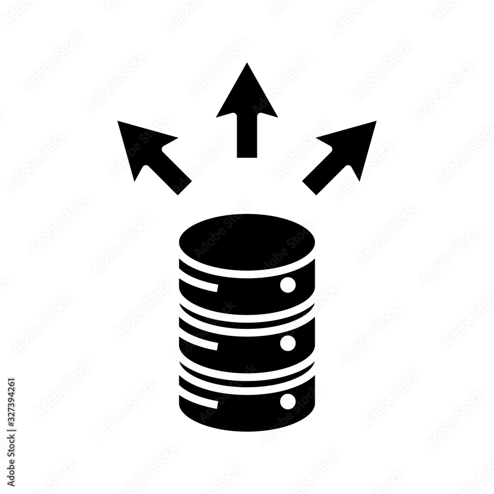 Data exchange server black icon, concept illustration, vector flat symbol, glyph sign. Data exchange server black icon, concept illustration, vector flat symbol, glyph sign.