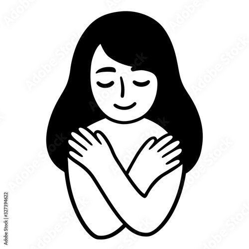 Girl hugging herself
