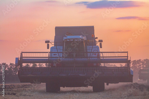 Harvesting in a wheat field combine.