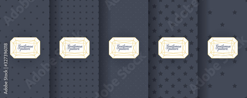 Set of dark vintage seamless backgrounds for usa packaging design. Geometric pattern in black. Suitable for premium boxes of cosmetics, wine, jewelry. Elegant vector ornament set. Fabric print.