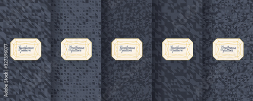 Set of dark vintage seamless backgrounds for usa packaging design. Geometric pattern in black. Suitable for premium boxes of cosmetics, wine, jewelry. Elegant vector ornament set. Fabric print.