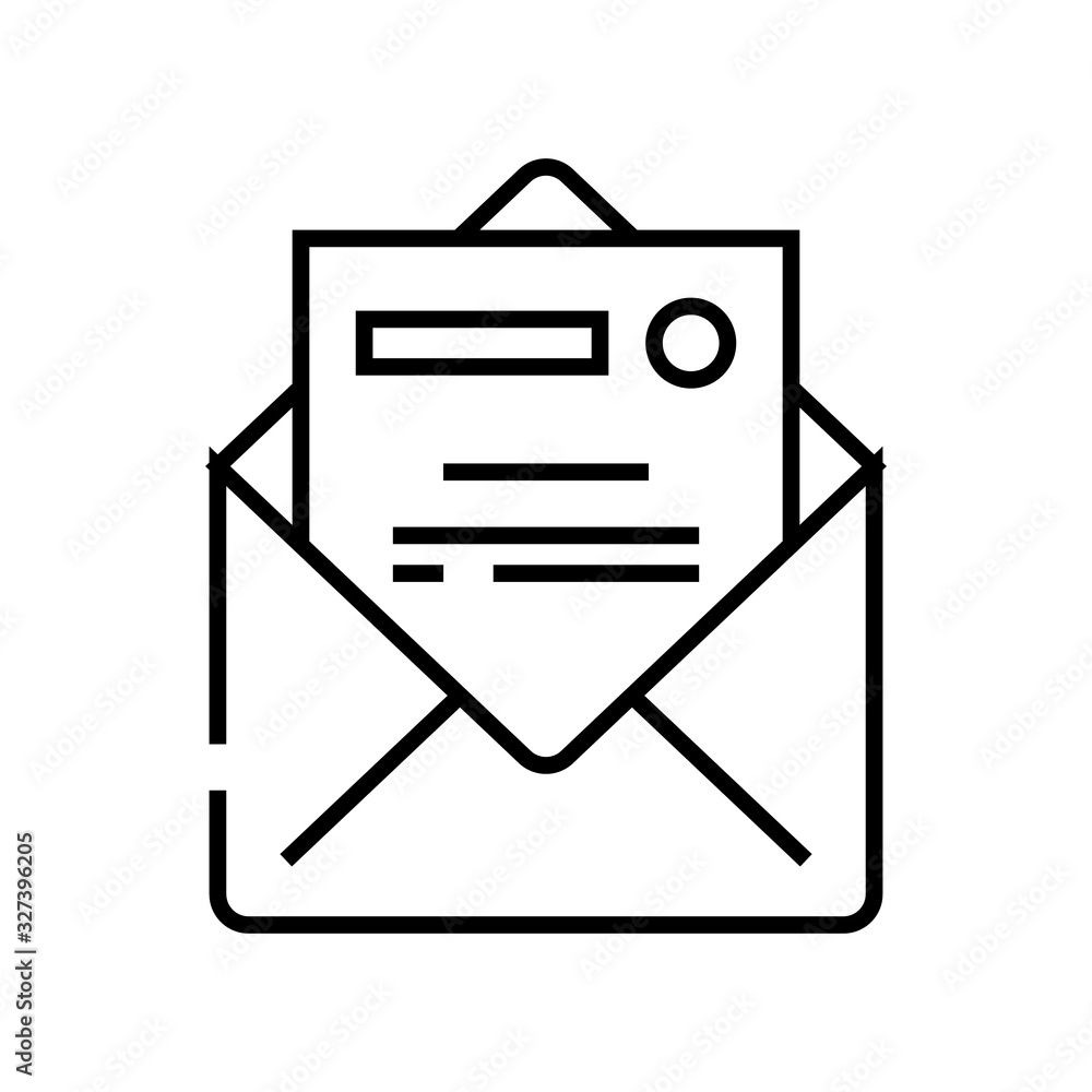 Official message line icon, concept sign, outline vector illustration, linear symbol. Official message line icon, concept sign, outline vector illustration, linear symbol.