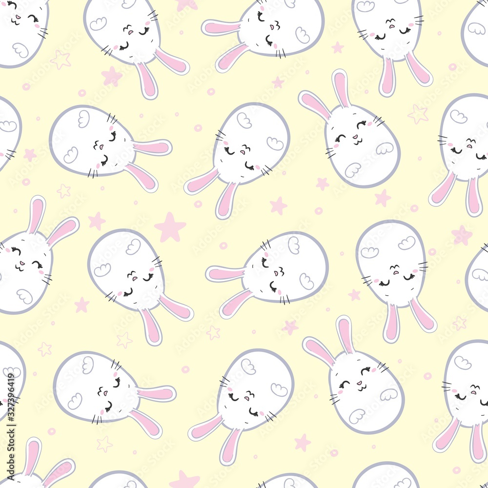 Cute Bunny Rabbit Seamless Pattern Vector Background