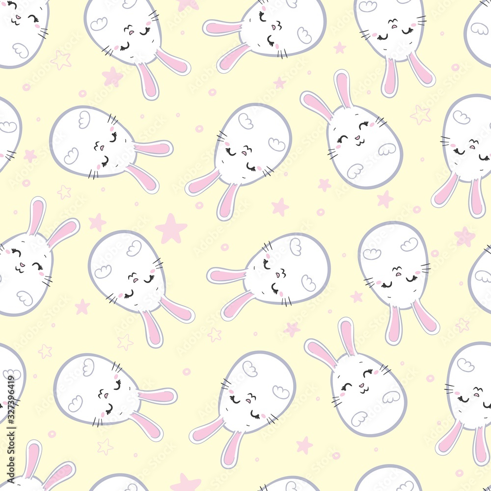 Cute Bunny Rabbit Seamless Pattern Vector Background Cute Bunny Rabbit Seamless Pattern Vector Background
