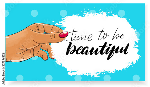 Manicure gift voucher card template Pop art discount coupon
