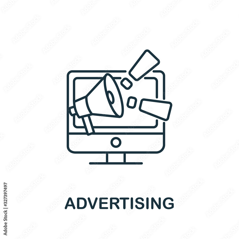 Advertising icon from digital marketing collection. Simple line element Advertising symbol for templates, web design and infographics Advertising icon from digital marketing collection. Simple line element Advertising symbol for templates, web design and infographics