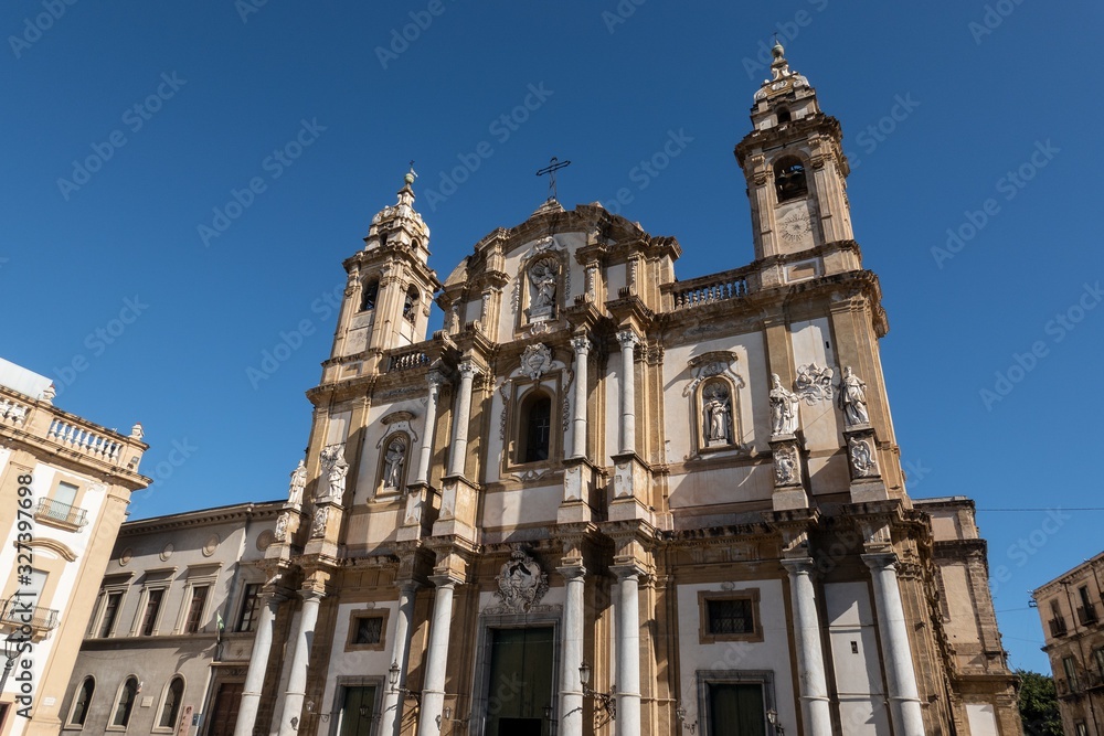 Chiesa di San Domenico church in a perspective view in Palermo, Sicily