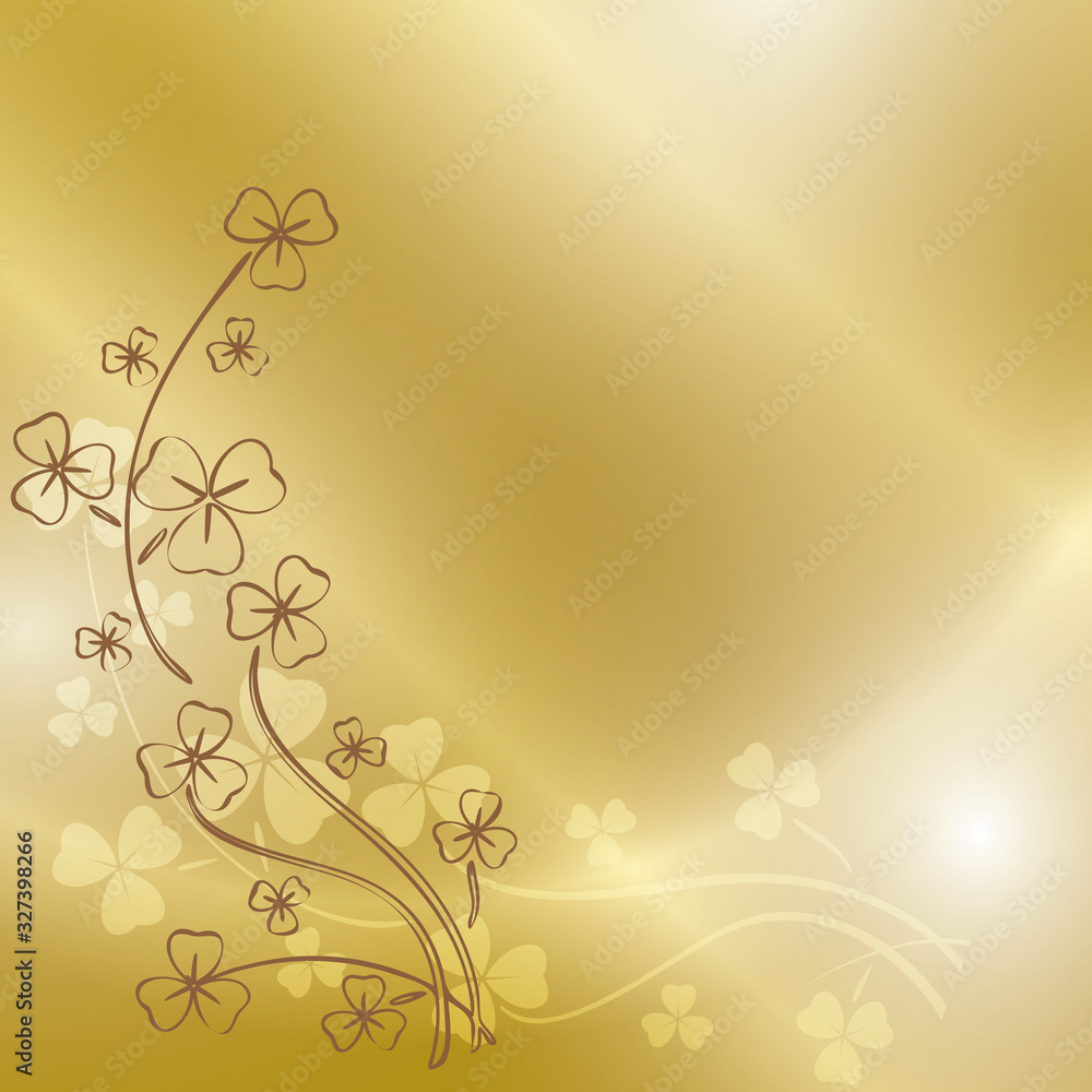 golden background with clover branches for st patrick's day - vector golden background with clover branches for st patrick's day - vector