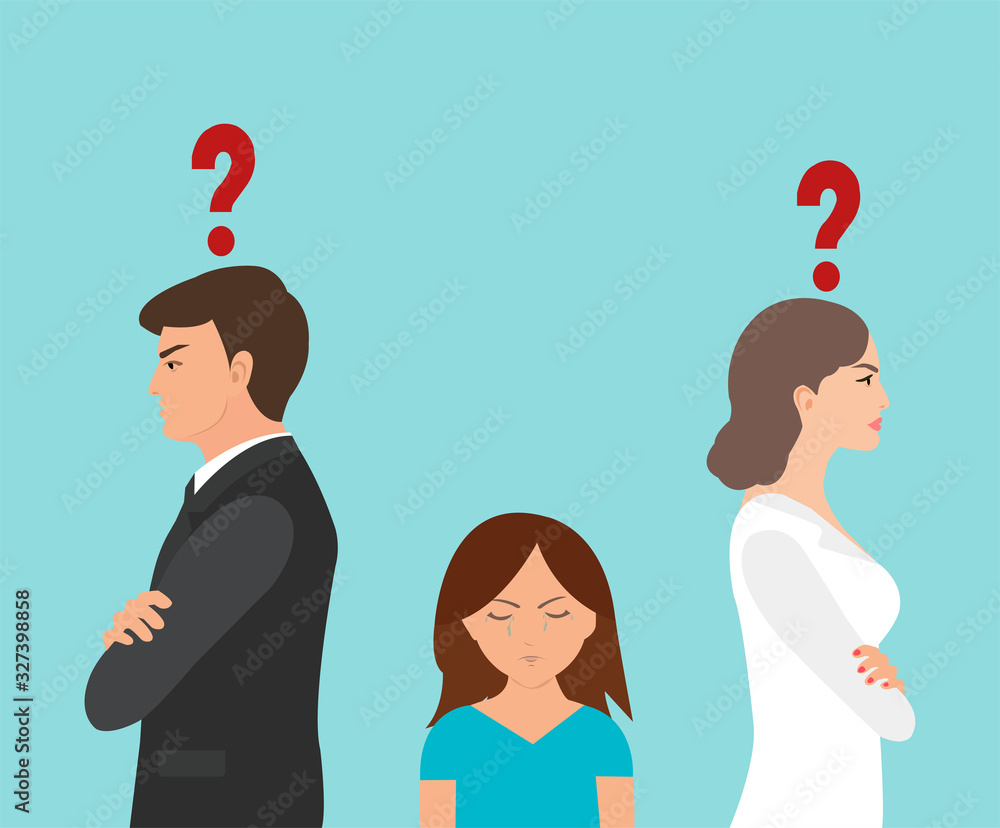 Vector of an angry couple and a crying child in between Vector of an angry couple and a crying child in between