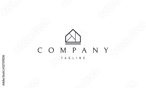 Vector logo on which an abstract image of the house with the letter K.