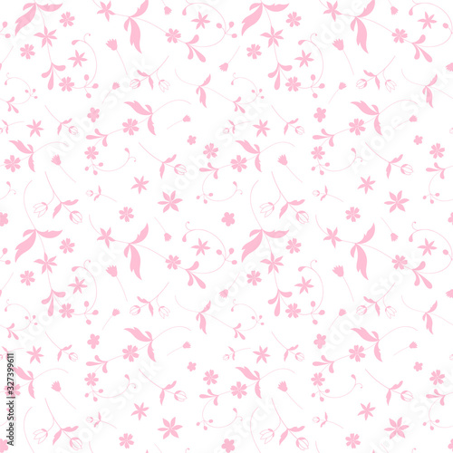 Seamless vector pattern with pink flowers