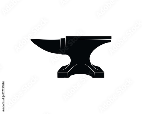 Vintage anvil blacksmith crafting vector icon logo design template, isolated on white photo