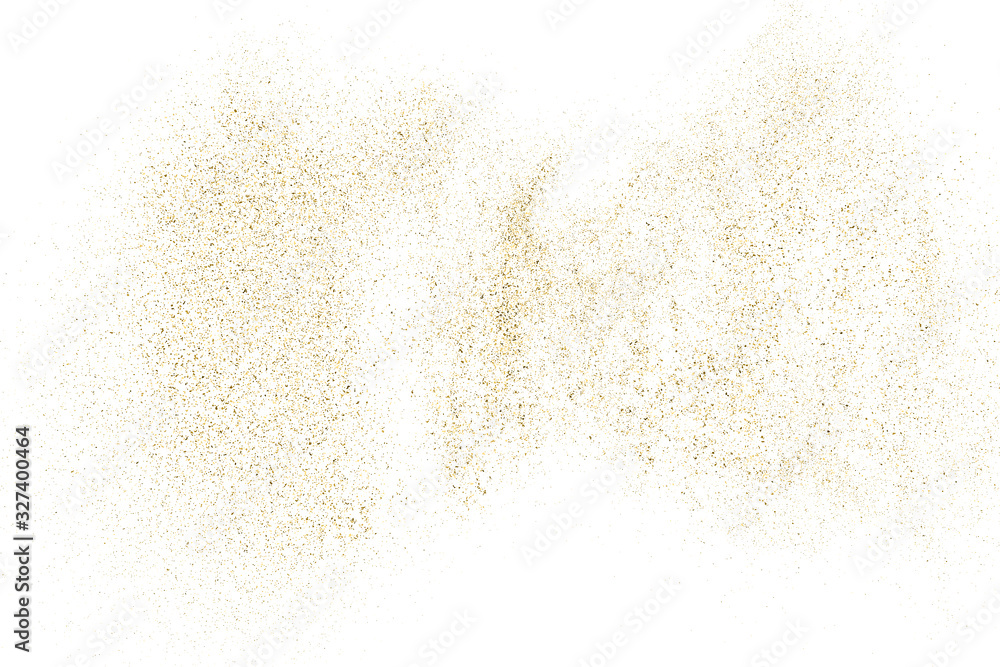 Gold Glitter Texture Isolated on White. Amber Particles Color. Celebratory Background. Golden Explosion of Confetti. Design Element. Digitally Generated Image. Vector Illustration, EPS 10.