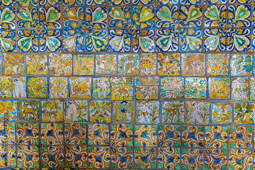 Ancient mosaic tile arts on a wall