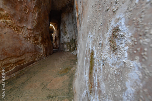 The antique underground reservoir in NP Zippori, Galilee, Israel photo