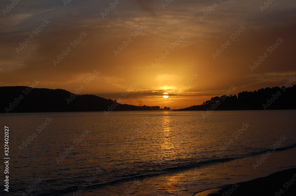 Sunset overlooking the island of St. Nikola