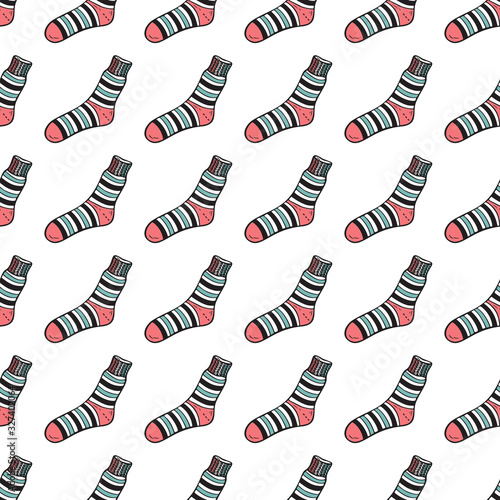Clothes background. Socks Vector Seamless pattern. Hand drawn doodle socks