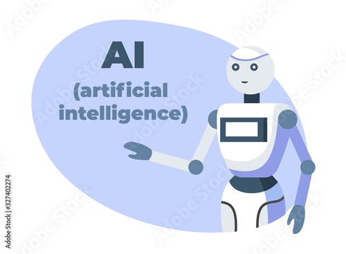 Robotic Artificial Intelligence Presentation Cutout Banner. Robot Brain Technology Advertisement. Cartoon Chat Bot, Virtual Assistant. Machine Learning. Cyber Mind Education. Vector Flat Illustration