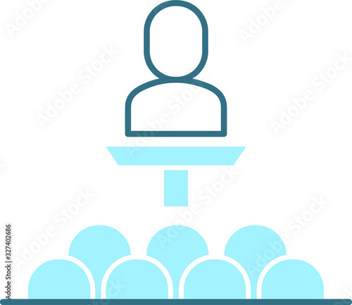 person report speech crowd line and color blue