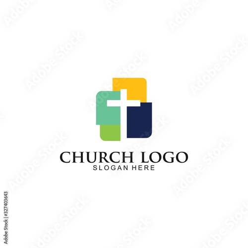 Church Logo template, Christian symbols. The Cross of Jesus, vector Illustration