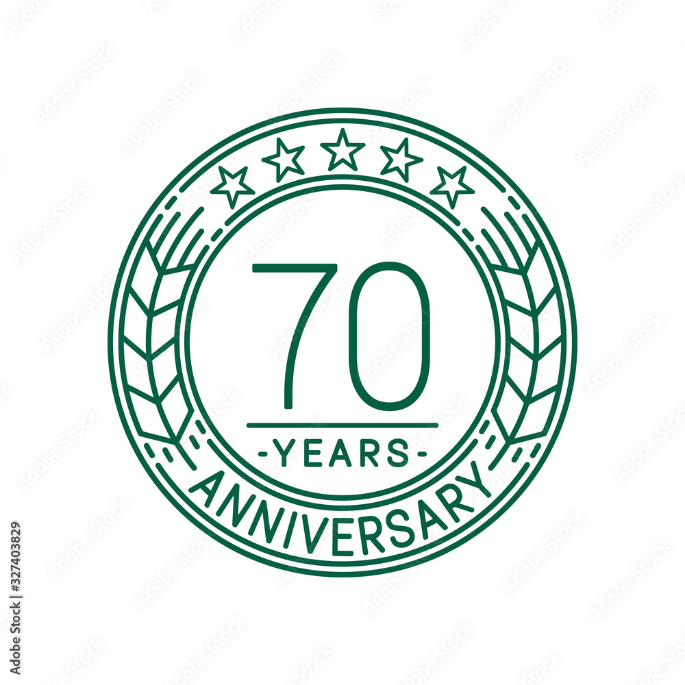 70 years anniversary celebration logo template. Line art vector and illustration.