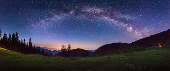 starry panorama in the mountains