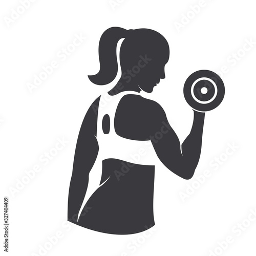 Fitness woman logo for Sport Label, Gym Badge, gym and fitness club, vector illustration