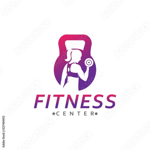 Fitness woman logo for Sport Label, Gym Badge, gym and fitness club, vector illustration