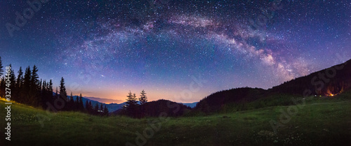 starry panorama in the mountains photo
