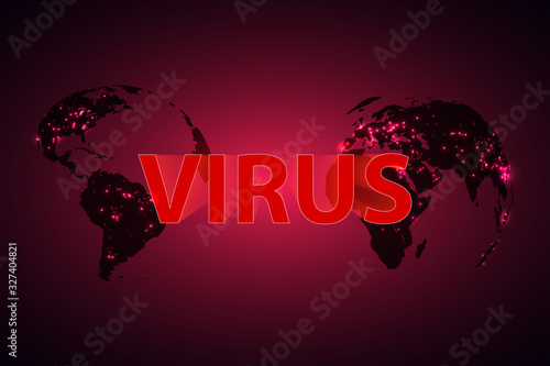Virus and globe vector. 2019-nCoV. China pathogen respiratory coronavirus 2019-nCoV. Flu spreading in the world. Dangerous Chinese ncov corona virus, SARS pandemic risk alert