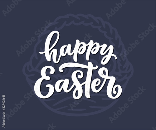 Calligraphy lettering about Easter for flyer and print design. Vector illustration. Template banner, poster, greeting postcard.