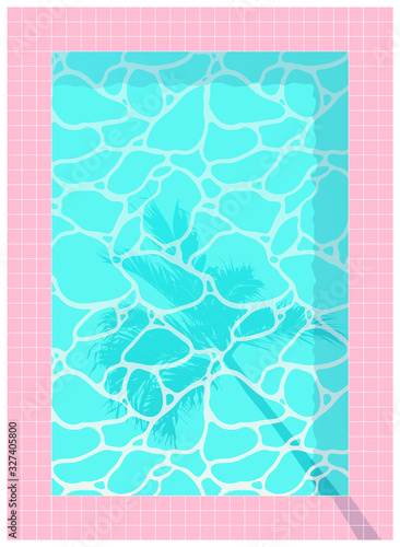palm shade and pastel pink swimming pool background