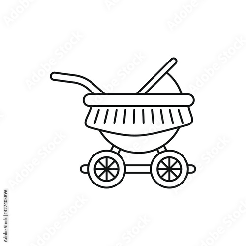 baby carriage outline icon on white background, vector symbol